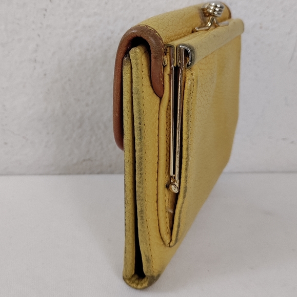Dooney & Bourke Vintage AWL Mustard & British Tan Trifold Wallet - Picture 3 of 15